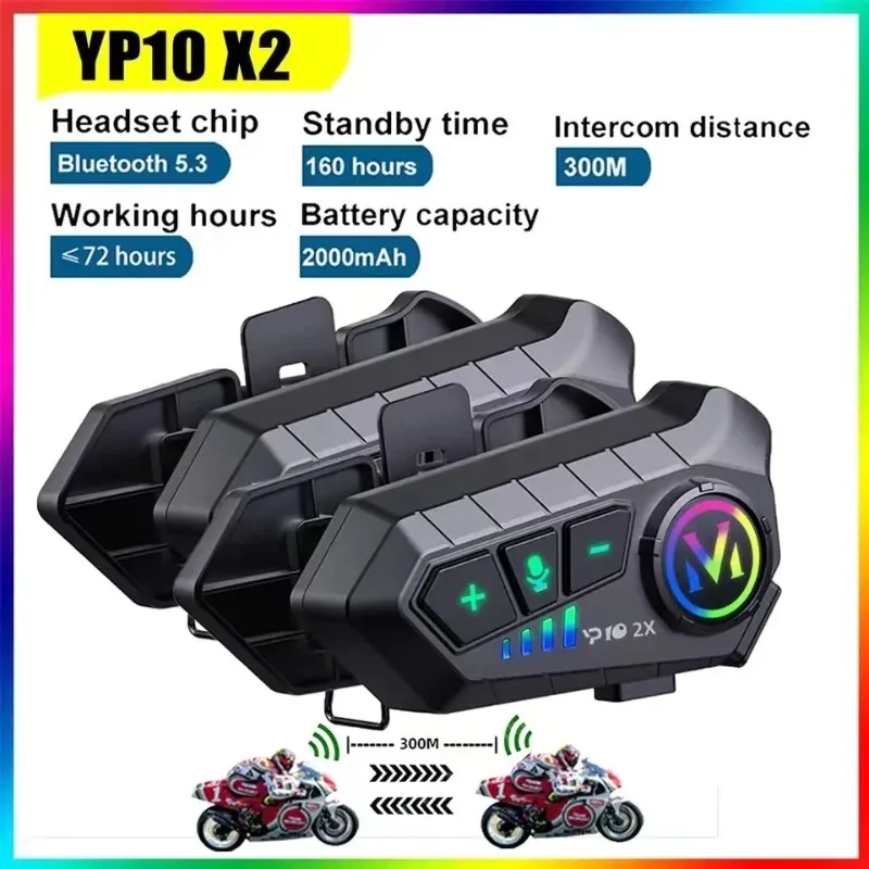 Universal Motorcycle Helmet Intercom Headset - Y10 2X Bluetooth Motorcycle Helmet Intercom